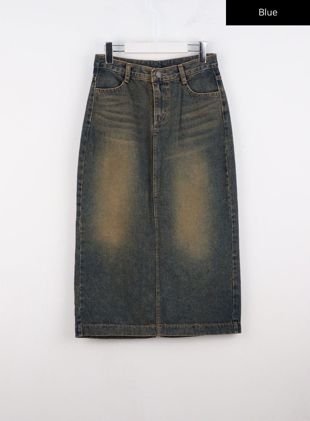 vintage-wash-denim-long-skirt-co313 / Blue