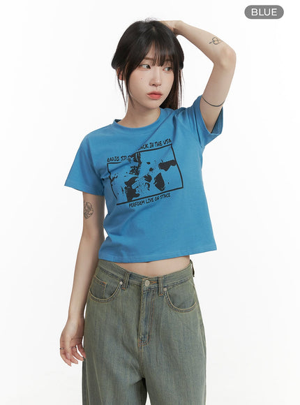 graphic-crop-tee-cy407 / blue