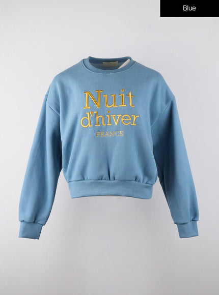 lettering-crew-neck-sweatshirt-od329 / Blue