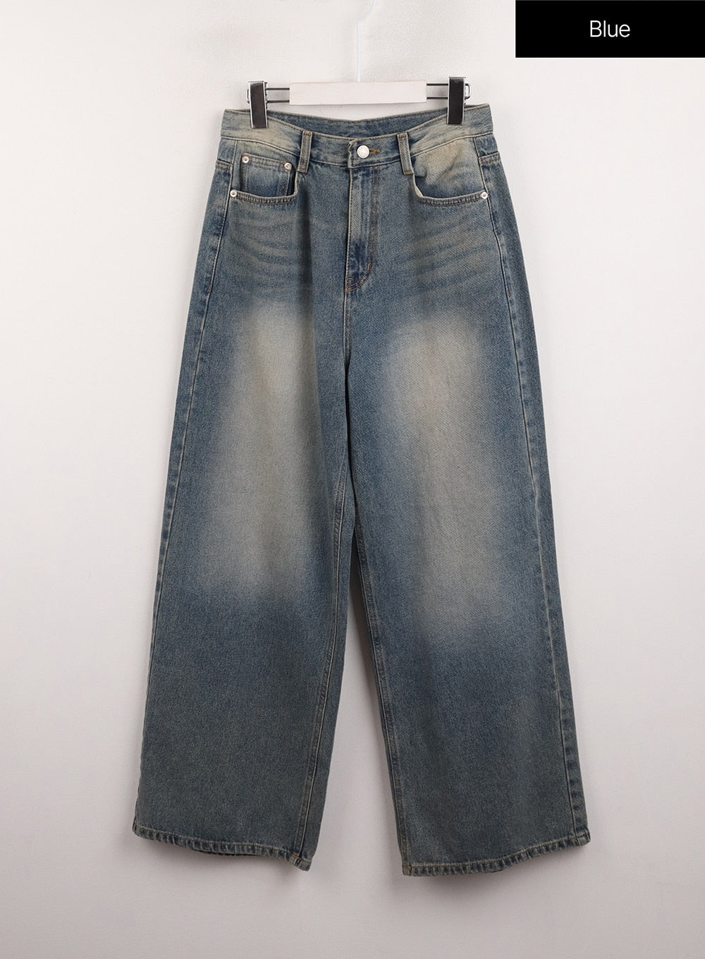 Denim Mid-Waist Pocket Wide Leg Jeans CJ415