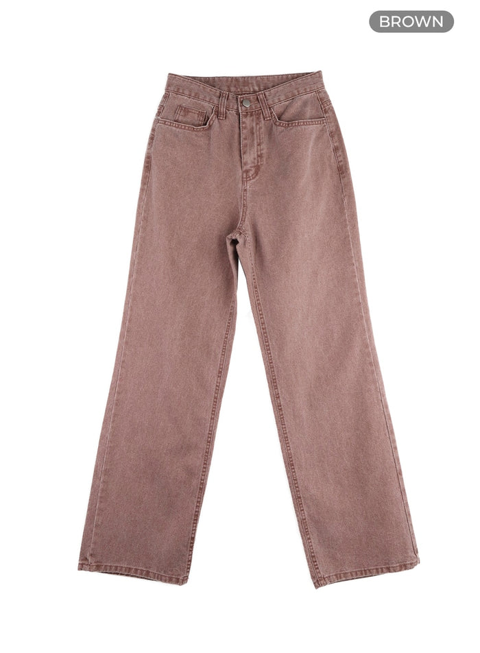 light-washed-straight-jeans-om412 / Brown