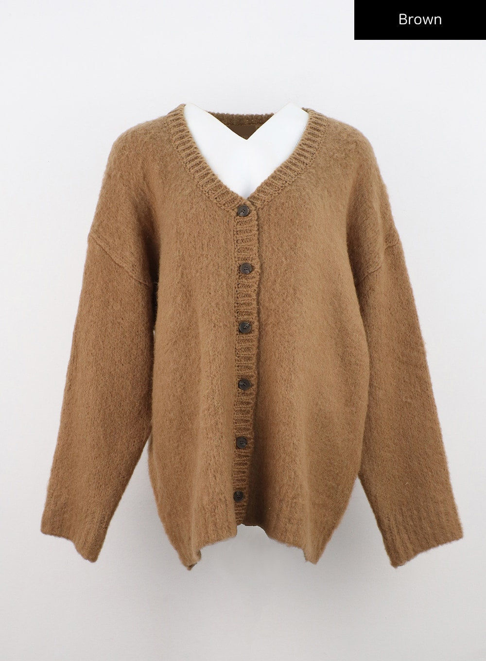 v-neck-loose-fit-knit-cardigan-cn303 / Brown