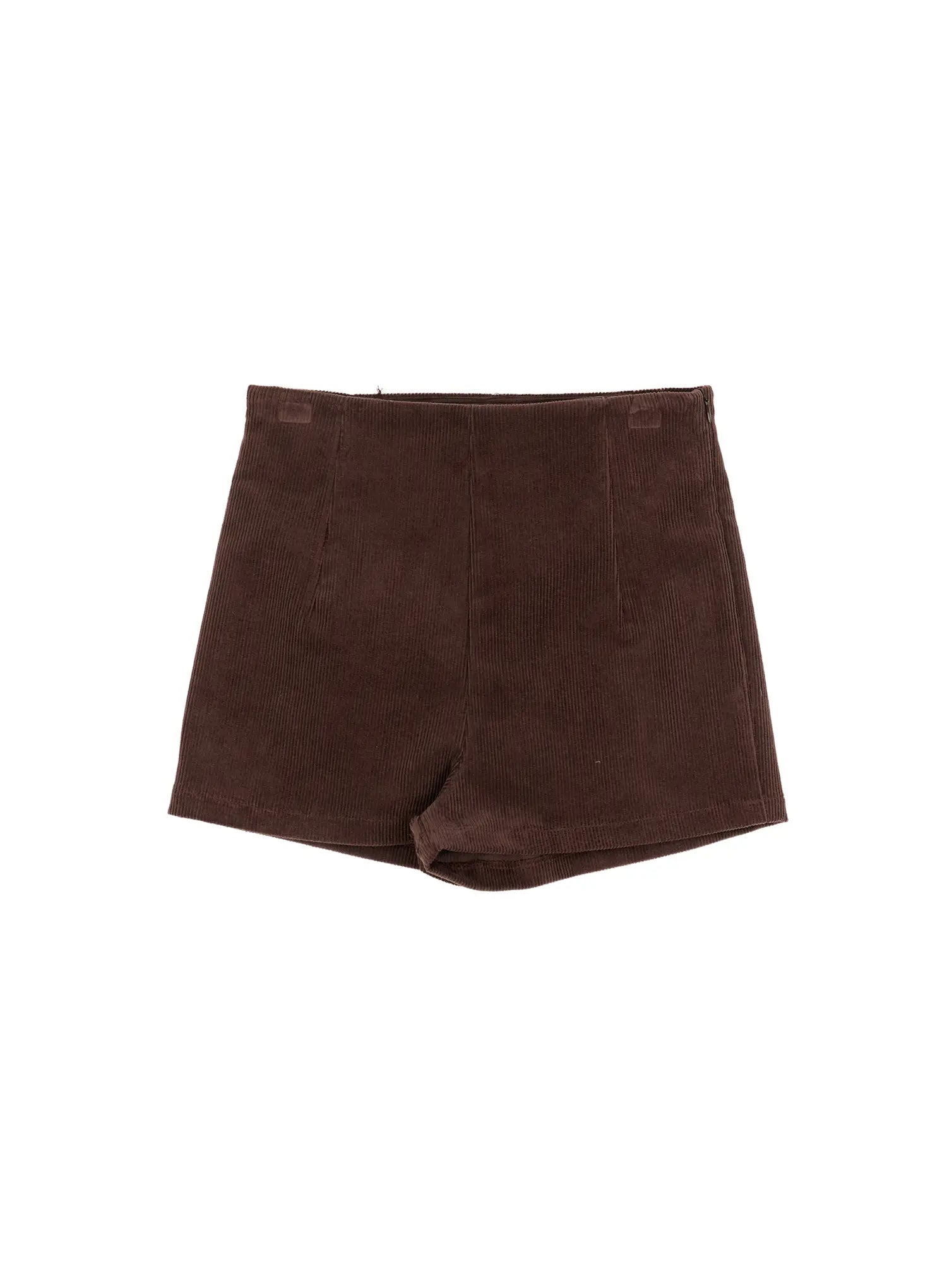 high-waisted-corduroy-shorts-cn528 / Brown