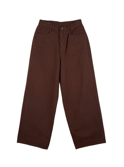 jayce-wide-leg-cotton-pants-on429 / Brown