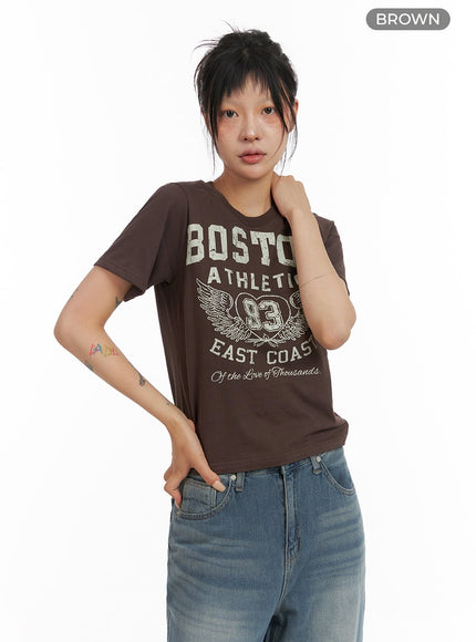 cotton-lettering-tee-cl415 / Brown