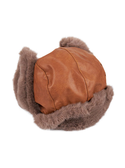 faux-fur-ear-flap-hat-cj508 / Brown