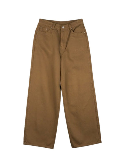 cozy-wide-leg-cotton-pants-od418 / Dark beige