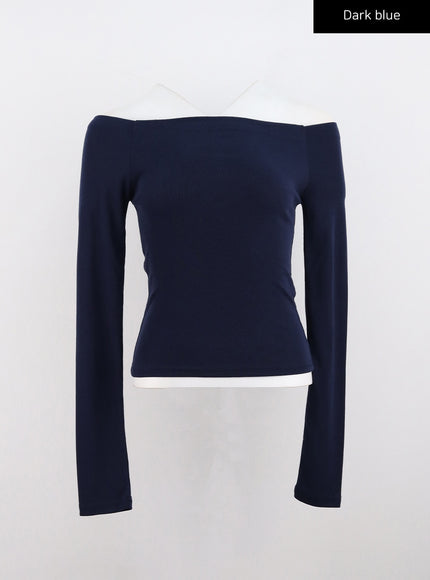 slim-fit-off-shoulder-t-shirt-co313 / Dark blue