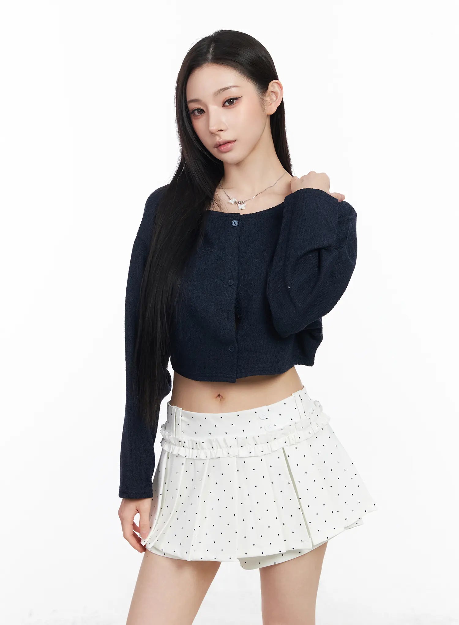 crop-knit-cardigan-cm518 / Dark blue