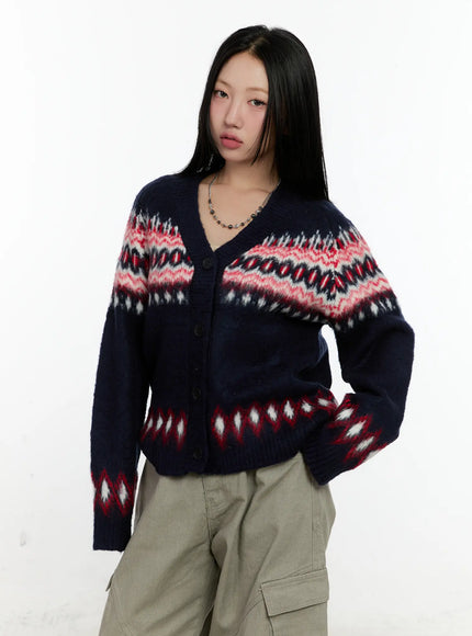 snowflake-knit-cardigan-cn506 / Dark blue