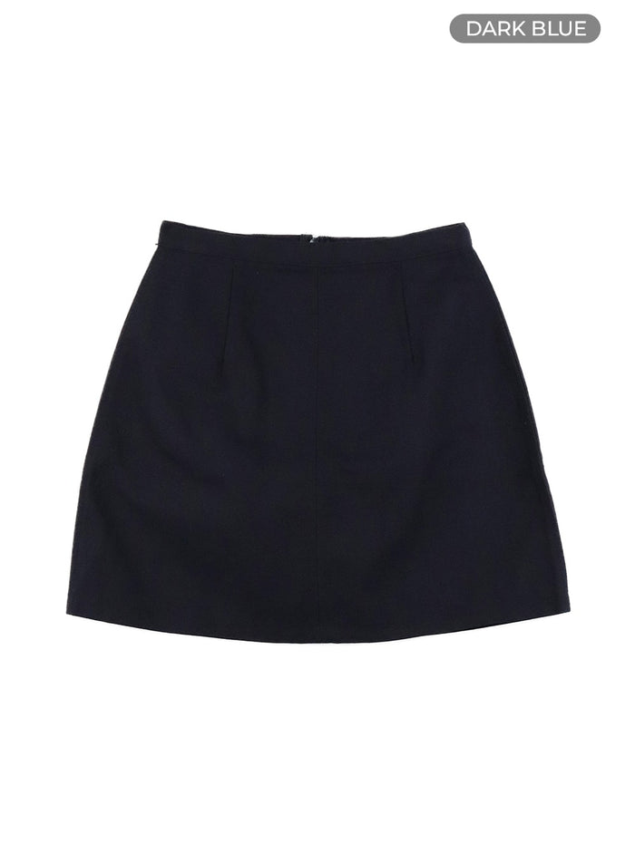 cotton-solid-mini-skirt-om429 / Dark blue