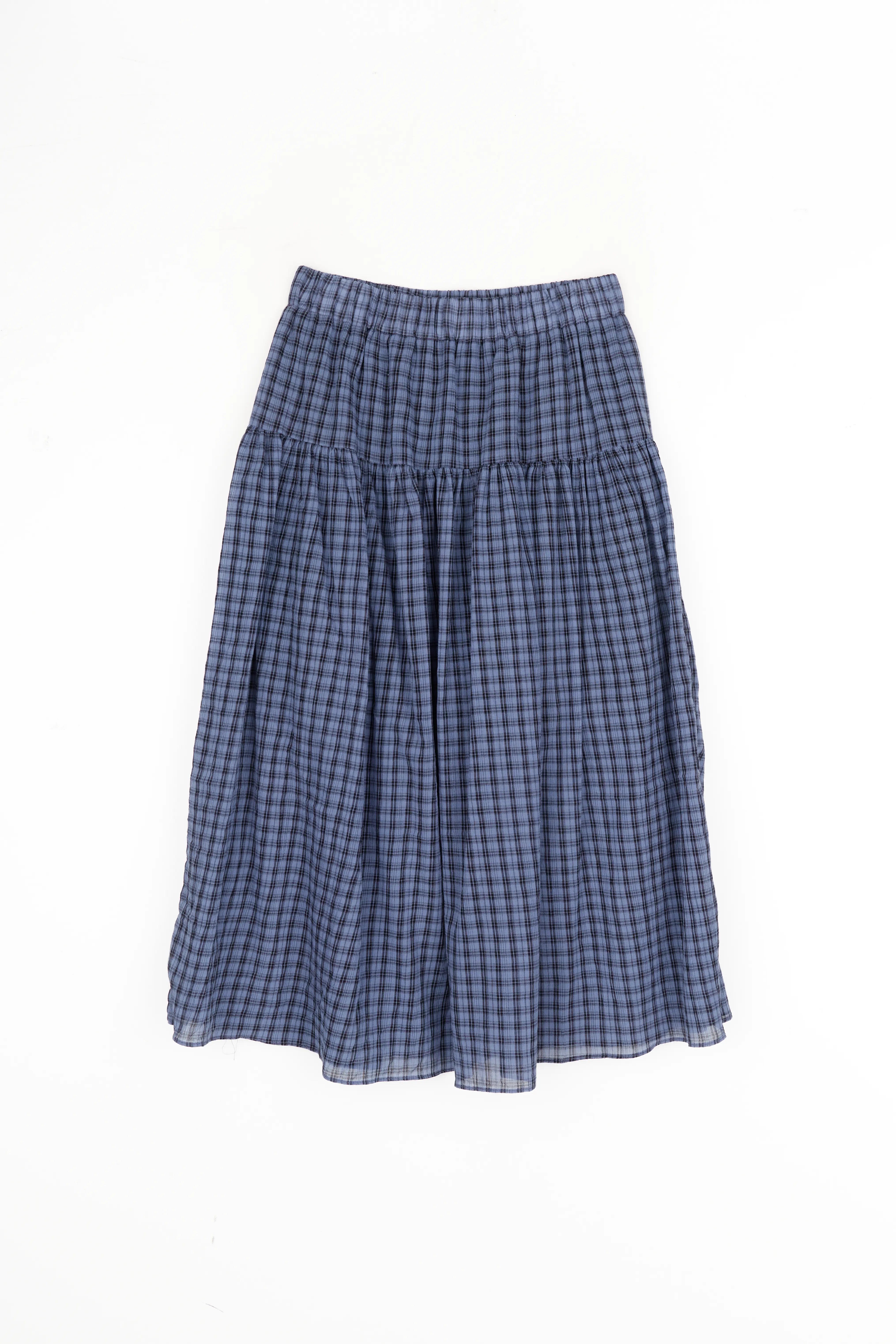 vintage-plaid-midi-skirt-cm513 / Dark blue