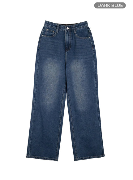 marlo-washed-cotton-straight-jeans-os423 / Dark blue