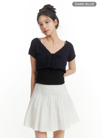 bowknot-short-sleeve-cardigan-om406 / Dark blue