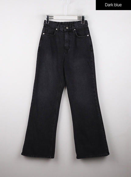 casual-denim-solid-straight-leg-jeans-od326 / Dark blue
