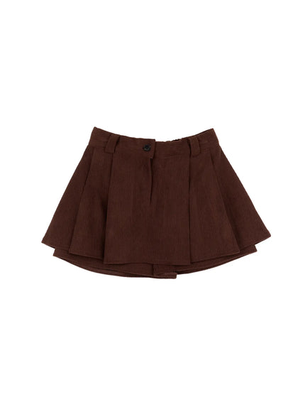 corduroy-pleated-a-line-skirt-cn525 / Dark brown