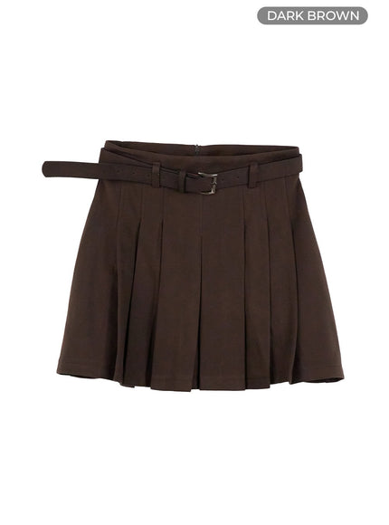 pleated-a-line-mini-skirt-oo407 / Dark brown