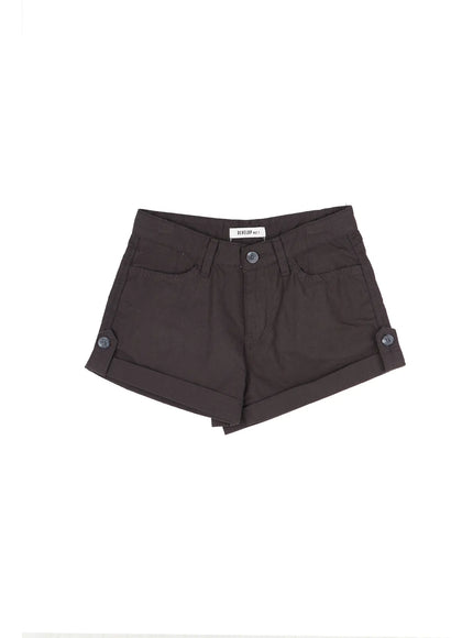snap-button-cotton-shorts-cy512 / Dark gray