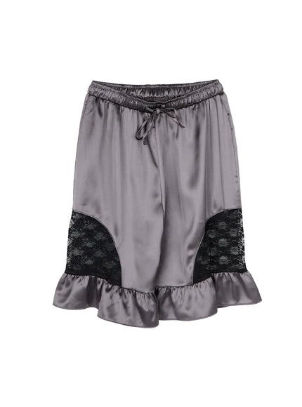 satin-ruffle-lace-shorts-cy512 / Dark gray