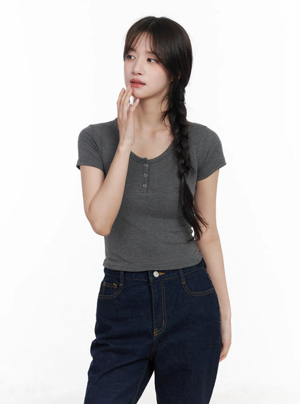 basic-snap-button-tee-cm531 / Dark gray