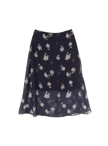 sheer-floral-midi-skirt-cy508 / Dark gray