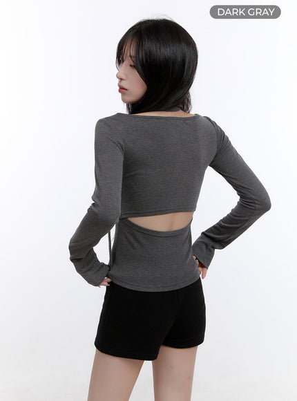 elegant-long-sleeve-muffler-top-co418 / Dark gray