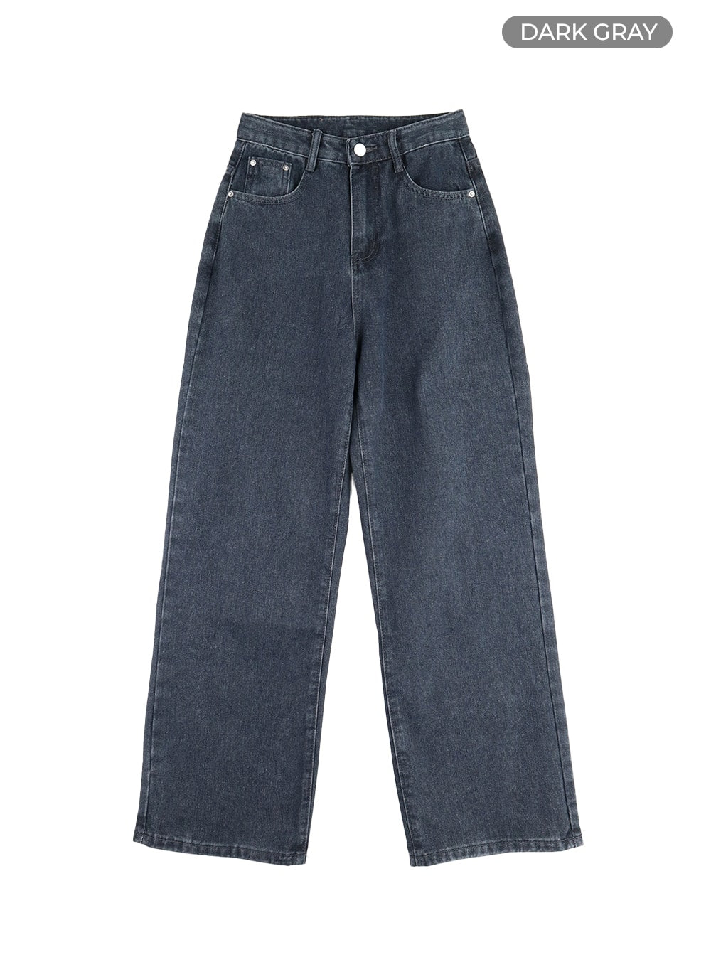 Blue Washed Straight Jeans OM408 in Dark gray, size 2XL(Length-L)