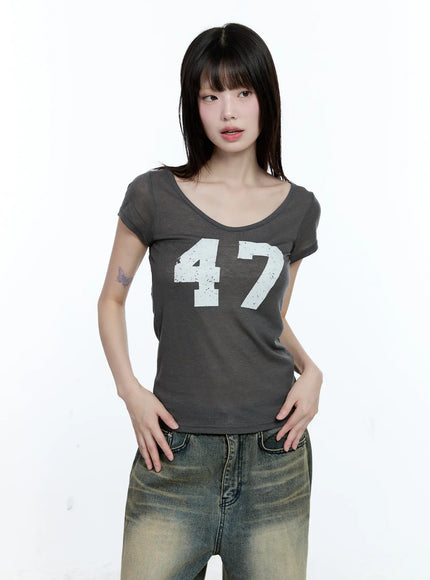 47-graphic-loose-fit-t-shirt-cg507 / Dark gray