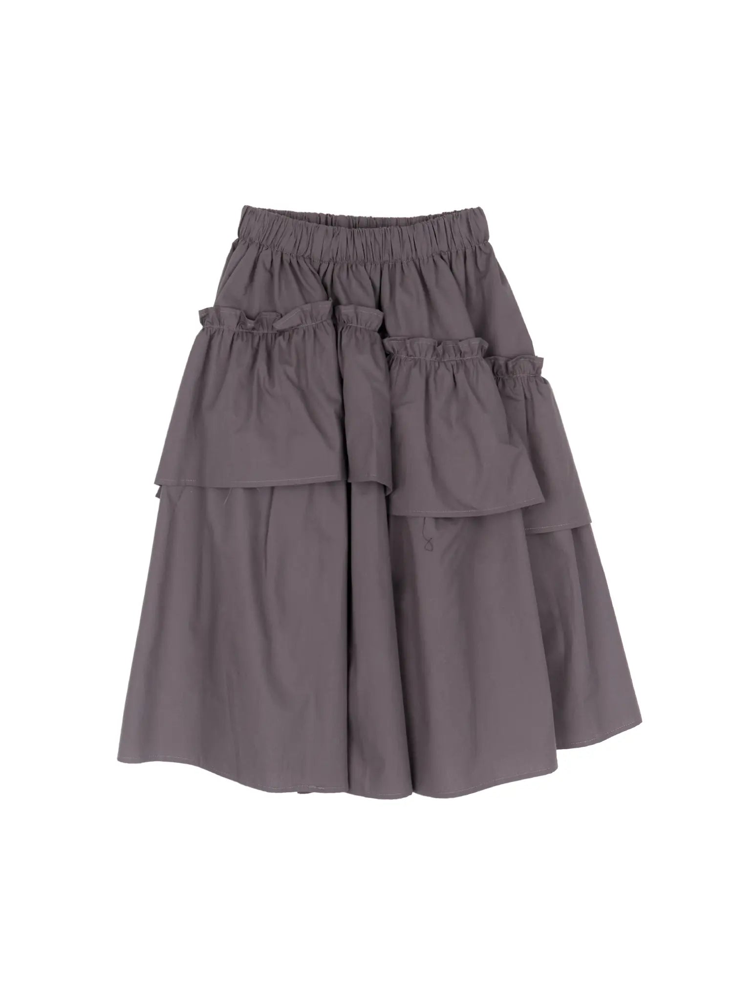 ruffled-tiered-midi-skirt-ca503 / Dark gray
