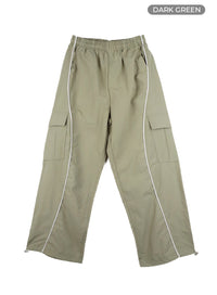 sporty-wide-contrasting-trousers-om426 / Dark green