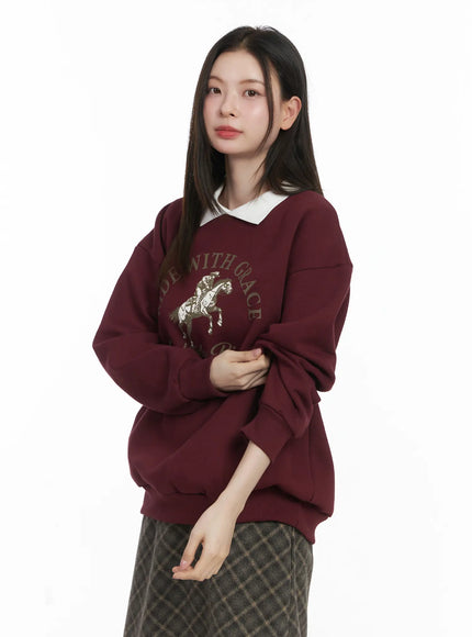 graphic-fleeced-sweatshirt-cj506 / Dark red