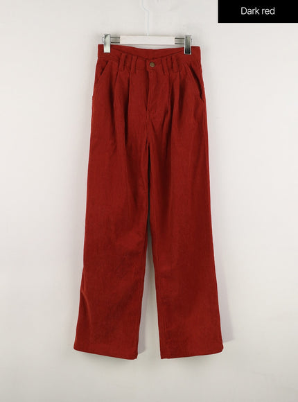 solid-corduroy-straight-leg-pants-od318 / Dark red