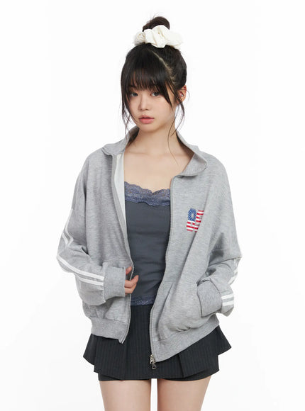 sporty-graphic-track-jacket-cm512 / Gray
