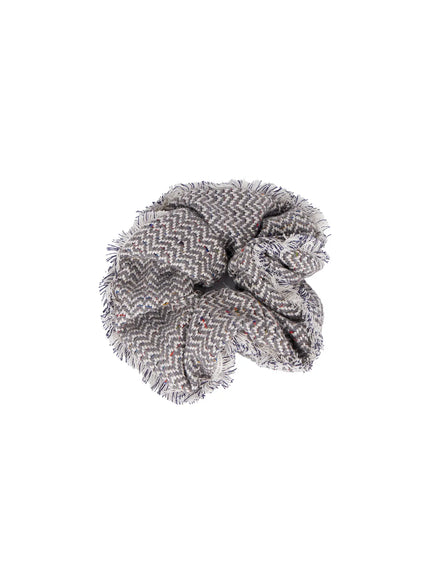 fringe-zigzag-pattern-scrunchie-co506 / Gray