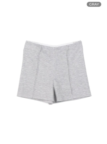 lace-trim-shorts-cm421 / Gray