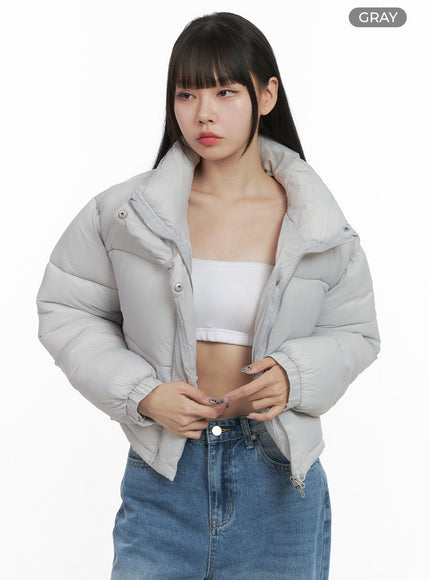 chic-nylon-crop-puffer-jacket-oo401 / Gray