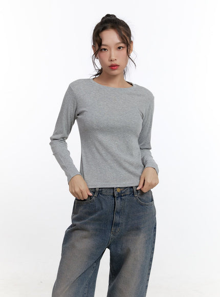 basic-round-neck-long-sleeve-cn420 / Gray