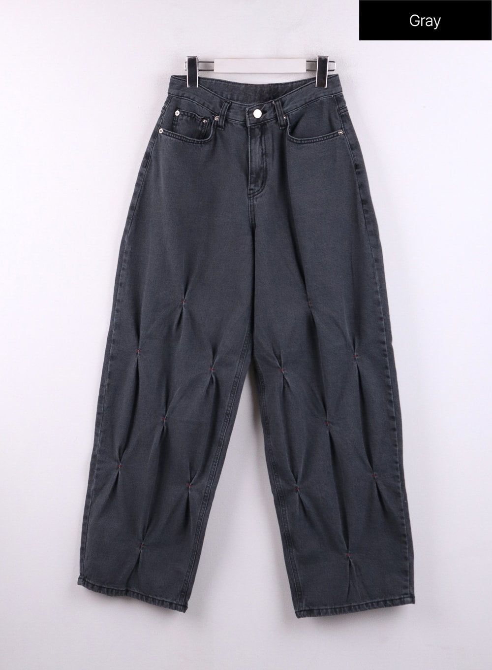 Quilted Wide Leg Denim CF406 in Gray, size L