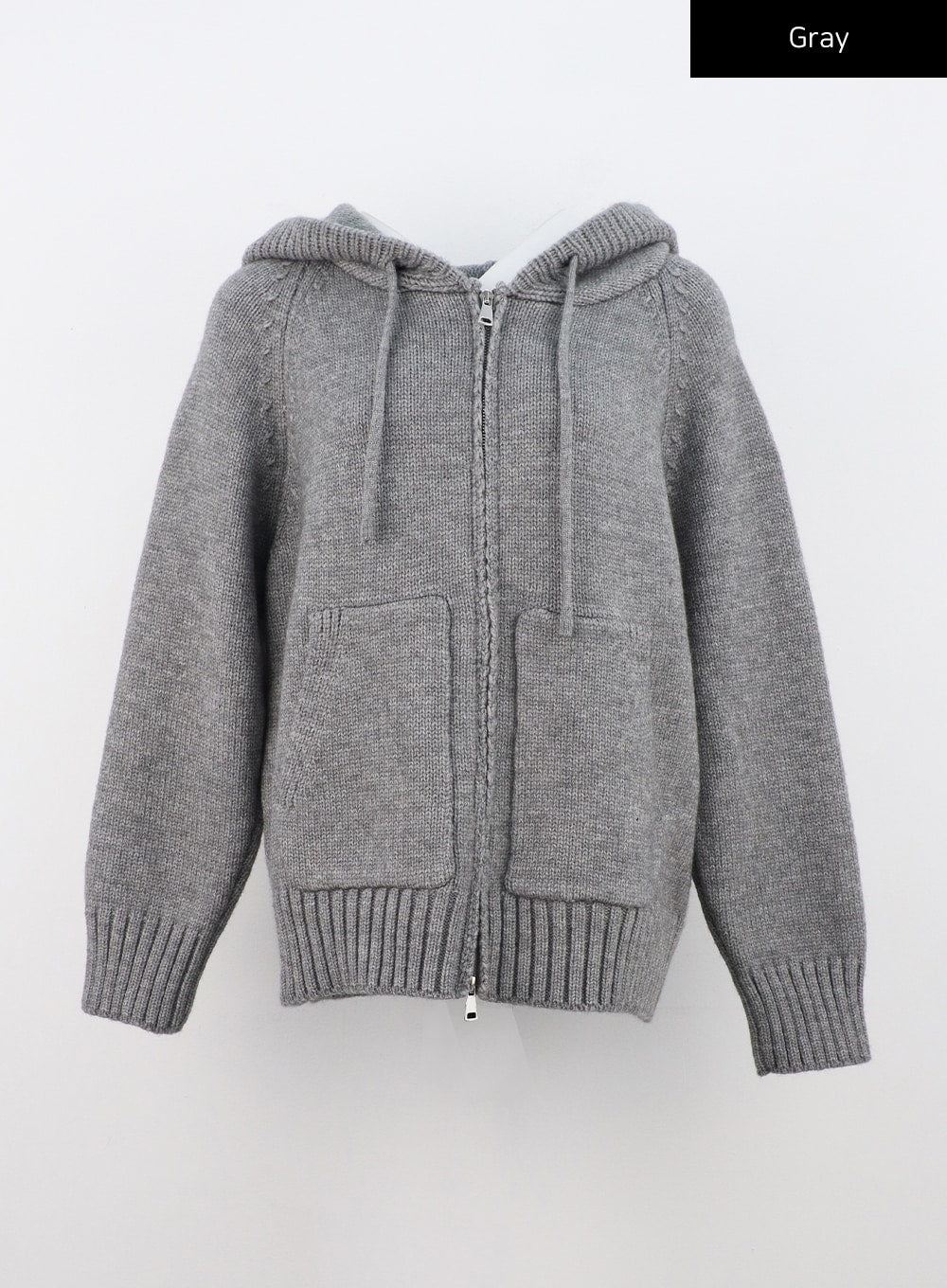 oversized-two-way-zip-up-hoodie-sweater-cn303 / Gray