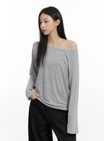 loose-fit-unbalanced-top-cn426 / Gray