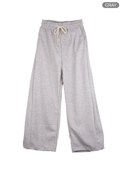 comfy-banded-wide-leg-sweatpants-os409 / Gray