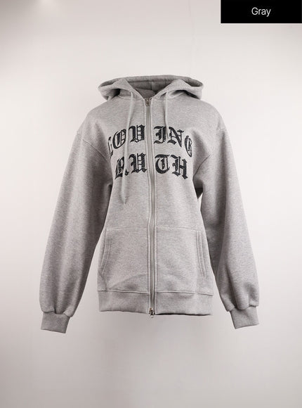 oversized-zip-up-hoodie-cj412 / Gray