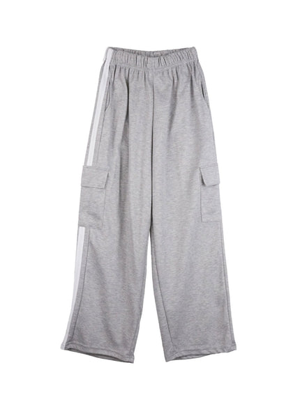 loose-fit-baggy-cargo-sweatpants-on418 / Gray