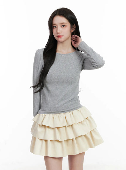 casual-round-neck-long-sleeve-cn526 / Gray
