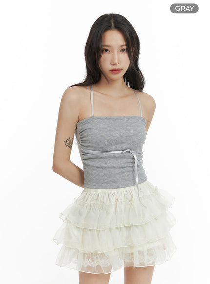 solid-bow-tie-tube-top-cm427 / Gray