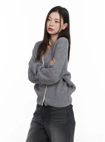 two-tone-wool-knit-cardigan-cj506 / Gray