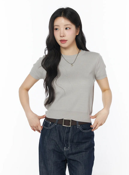 basic-ribbed-knit-top-cd805 / Gray