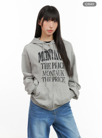 cozy-lettering-hoodie-jacket-cg420 / Gray