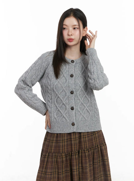 oversized-chunky-cable-knit-cardigan-cj506 / Gray