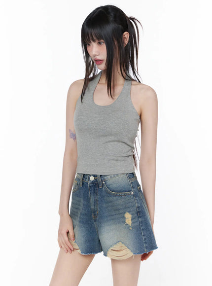 basic-halter-neck-tank-cu519 / Gray